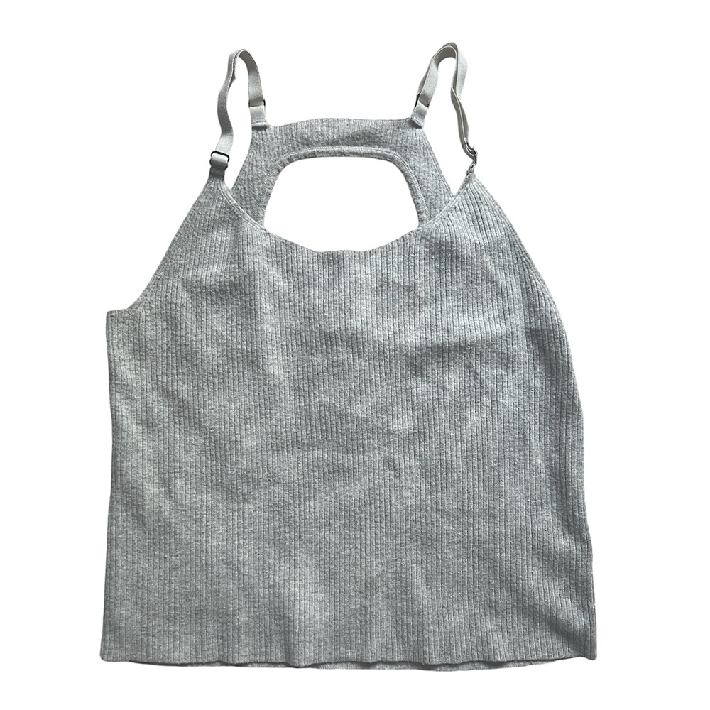 AE Soft Gray Ribbed Knit Tank Top Size XL